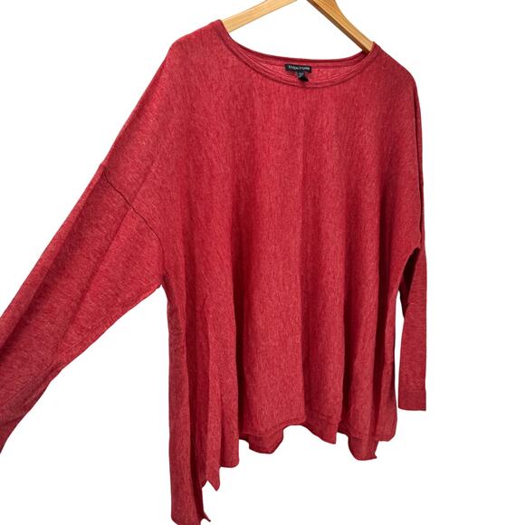 Eileen Fisher Sweater Womens XL Persimmon Red Tencel Alpaca Wool Blend Knit - Picture 3 of 6